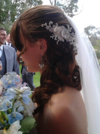 Bride long hair with curls